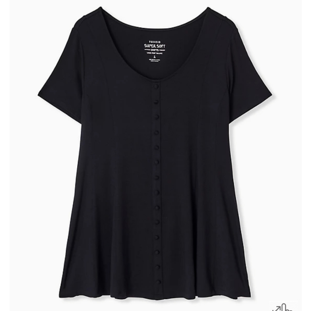 Torrid Super Soft Black Button Top size 2